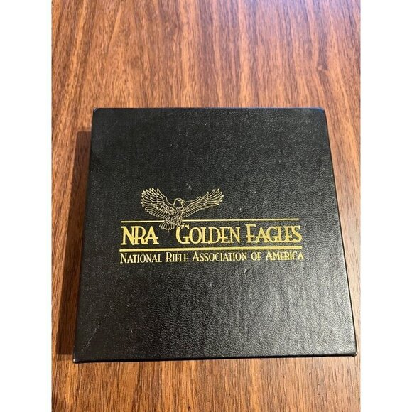 National Rifle Association NRA Golden Eagle Belt Buckle Brass Blue Enamel Vtg - Picture 5 of 10